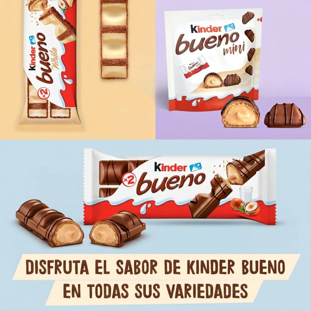 Kinder Bueno Chocolate con leche y crema de avellanas 30*43g,Kinder Bueno White ,Caja de 30 unidades,Barritas de Chocolate - Bild 4