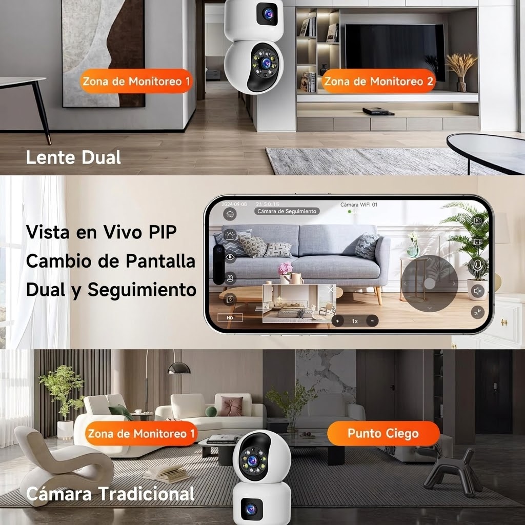 Cámara de seguridad inteligente 3 MP 2K, monitor para bebés y cámara para mascotas, visión nocturna a color, detección de movimiento, instalación fácil, almacenamiento en la nube o tarjeta SD. - Image 2