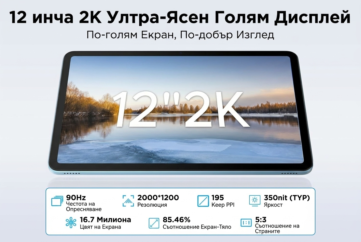 【Най-нова версия Android 16】DOOGEE U12 VIP таблет с Android 16, 12-инчов таблет, 24 GB RAM + 128 GB / до 2 TB, Gemini AI, таблет с клавиатура и стилус, 9000 mAh / 18 W, 13 MP + 8 MP, детски таблет с осемядрен процесор / Widevine L1 / OTG / Face ID. - Bild 3