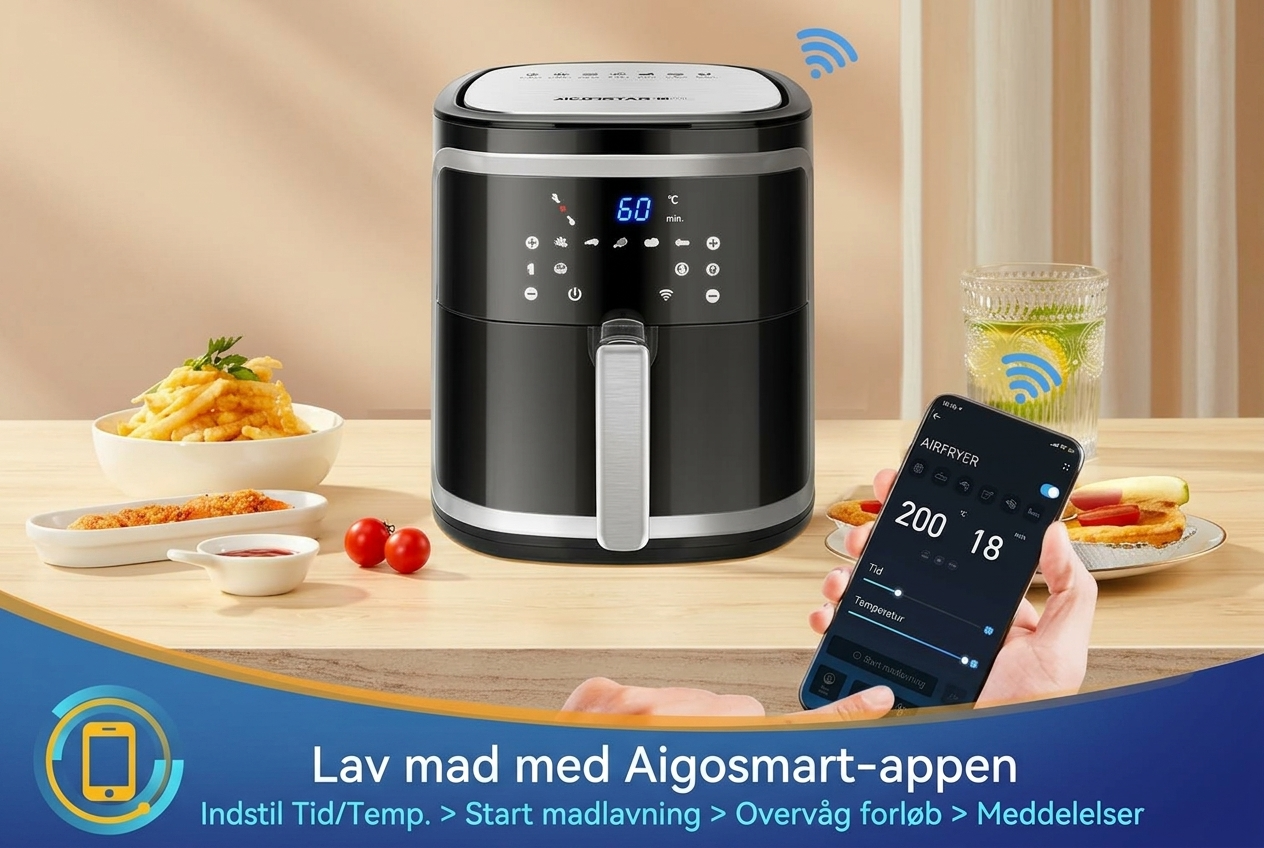 Oliefri airfryer XXL 7 liter, 1900 watt, smart model. - Image 4