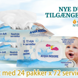 Vådservietter uden alkohol, pakke 24 x 72, i alt 1728 stykker, ekstra bløde