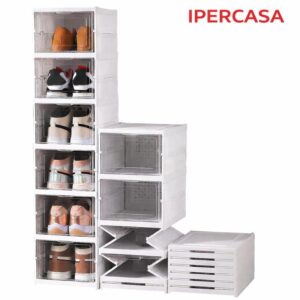 Zapatero de 6 estantes que ahorra espacio con puertas – mueble para zapatos multicapa para el hogar
